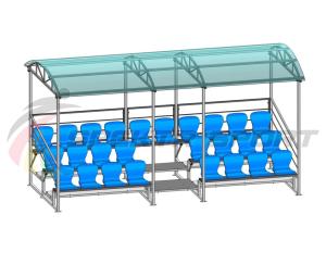 Купить Трибуна для зрителей 3 ряда на 26 мест с навесом и перилами в Благодарном 