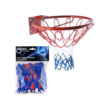 Купить Сетка баскетбольная Torres, нить 4 мм, бело-сине-красная в Благодарном 